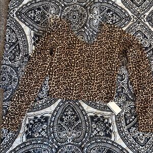American Apparel Leopard Print Long-Sleeve Crop Top - Brown/Black